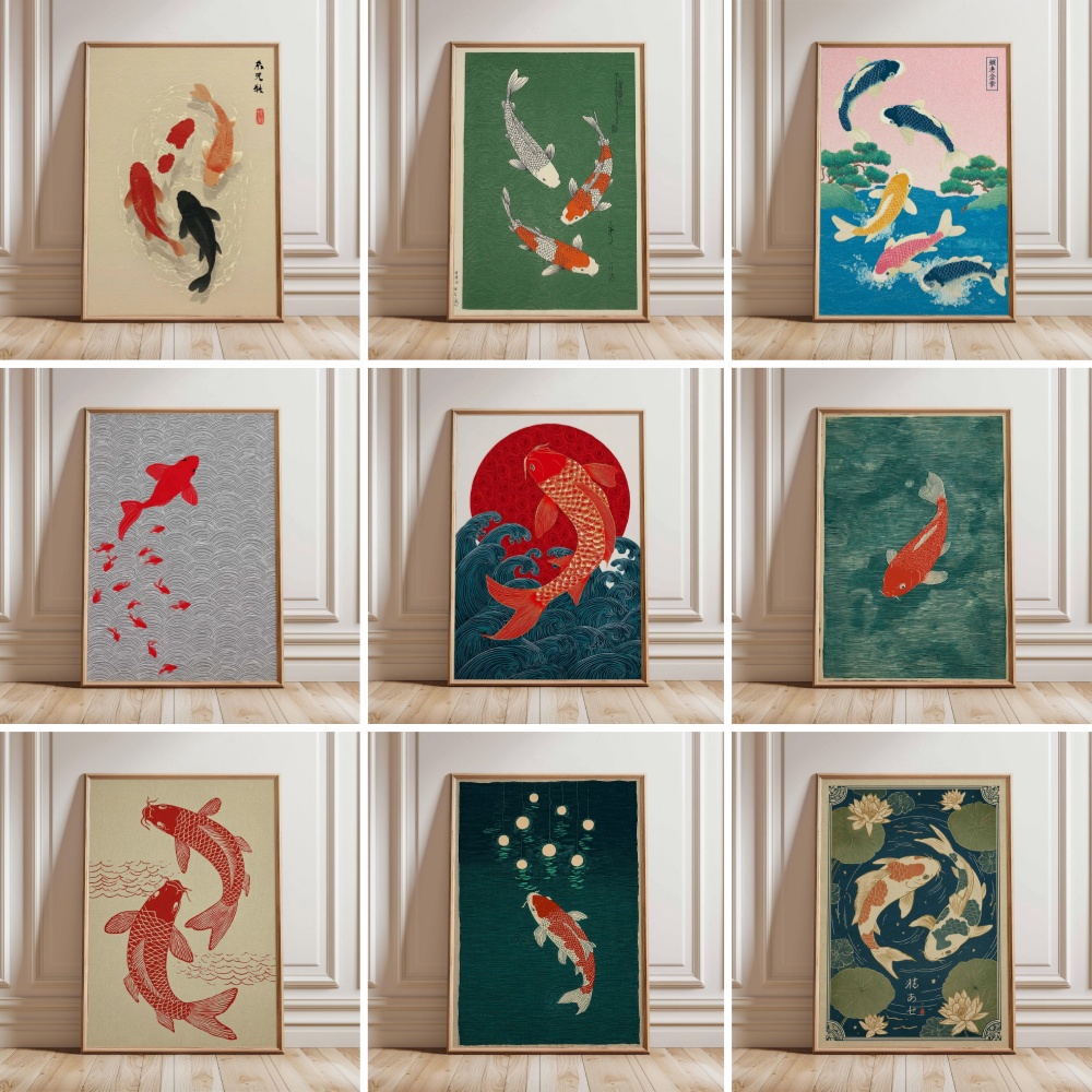 Japon Koi Balık Posteri Altın  - Japanese Zen Lifestyle incelemesi ve fiyatı
